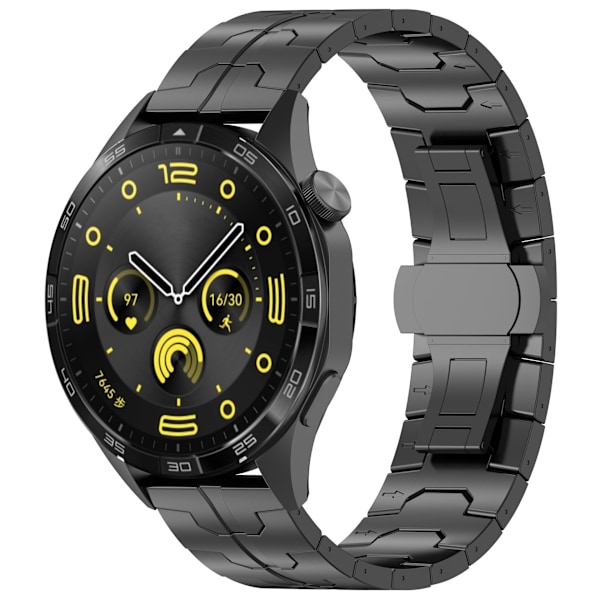Titanium klockarmband för 22 mm Smartwatch Fjärilslås Svart