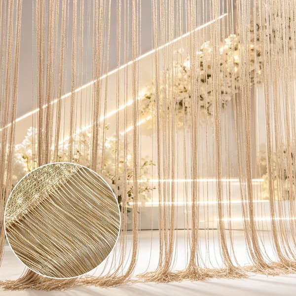 Fransgardin draperi 100x200 cm 1 par Champagne Champagne