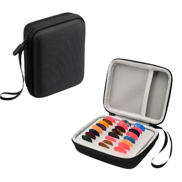 Guitar Pick Holder Case - Förvaringsväska för hackor, kablar och tillbehör Svart