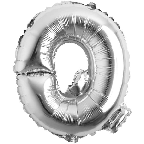 Bogstavballon 53 cm, bogstav Q - sølv