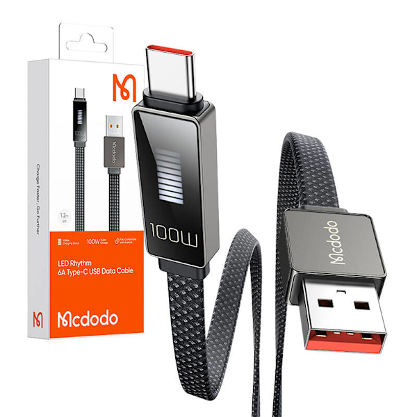 Kaapeli Mcdodo CA-4980 USB-USB-C, näyttö 1,2 m (musta)