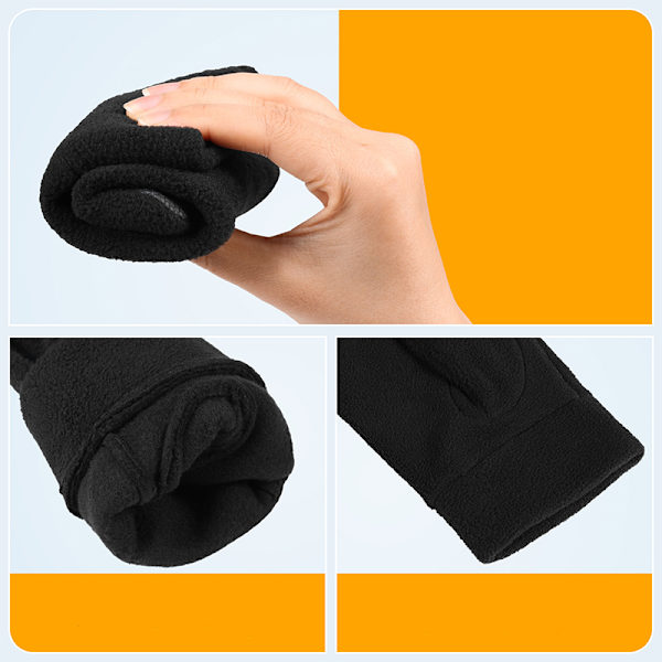Stickad mössa och handskar set - svart Tunnlinjemössa + handskar XL