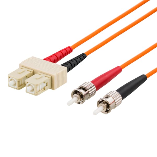 OM1 Fiber cable, SC - ST, duplex, UPC, 62,5/125, 5m, orange