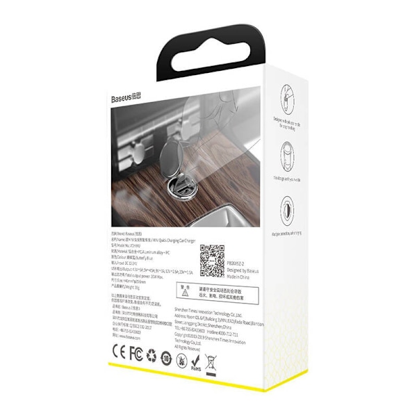 Baseus Tiny Star Mini Quick Charge Billaddare USB Port 30W Grå