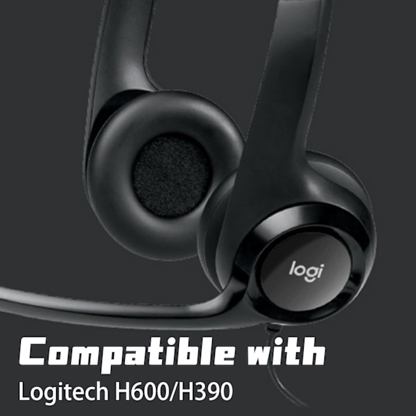 1 par öronkuddar för Logitech H600/H390 Svart