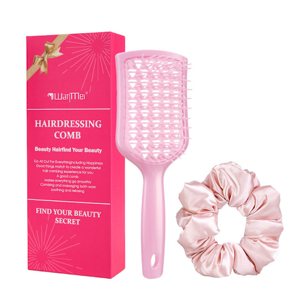 Utredningskamset med hårbottenmassageapparat - presentset med 2 delar Rosa