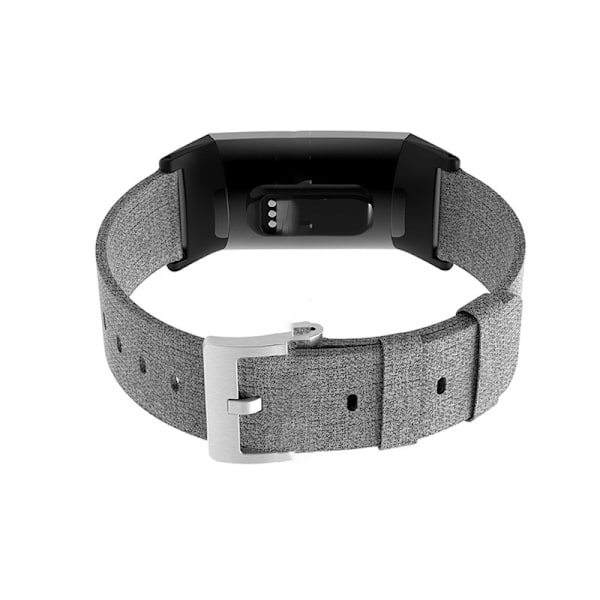 Klockarmband i canvasnylon för Fitbit Charge 3 Grå