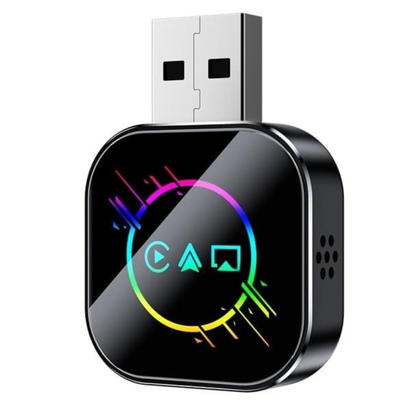 Trådløs CarPlay/Android Auto/Mirror Link Box Q1AS - Sort Meteor Streaming Farve Metal+Glas 3-i-1 Adapter