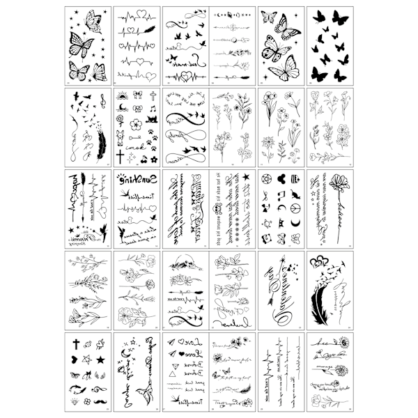 Midlertidige tatoveringer i mørk serie - 30 unikke designs