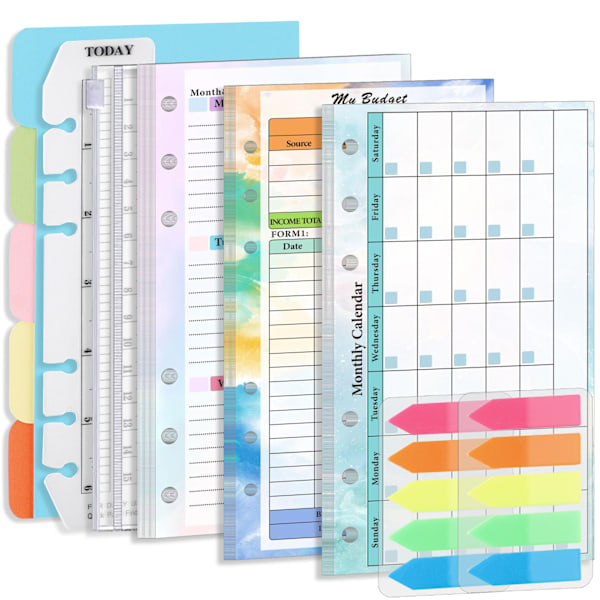 A6 Planner Inserts, Budget Binder Inserts with 7 Pockets, Financial Planner Refill Paper, Expense Tracker Inserts - Grad