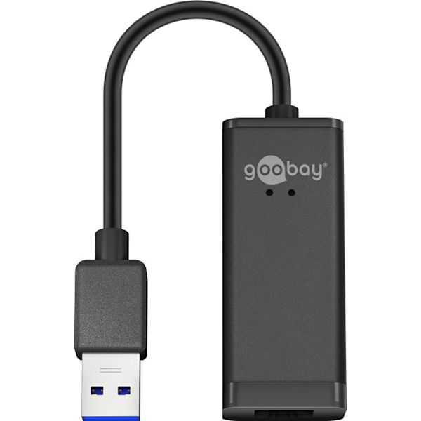 USB-A Ethernet-sovitin, musta