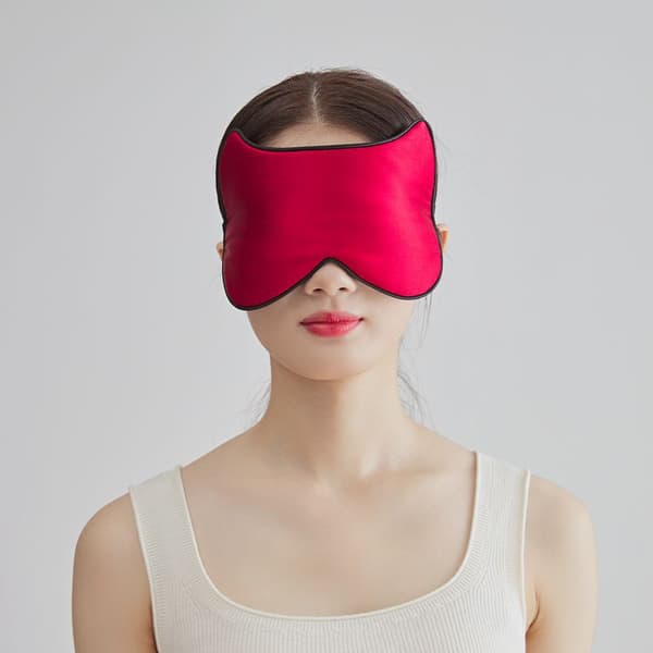 Justerbar silke søvnmaske med katteører DarkRed DarkRed