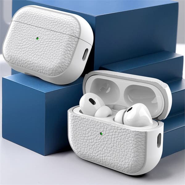 TPU Lädertextur Skyddsfodral Kompatibelt med AirPods Pro 2/Pro White White
