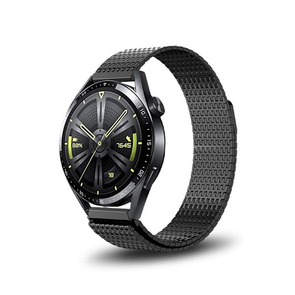 Sort urrem i rustfrit stål - 20 mm - Til Huawei GT4/3/2