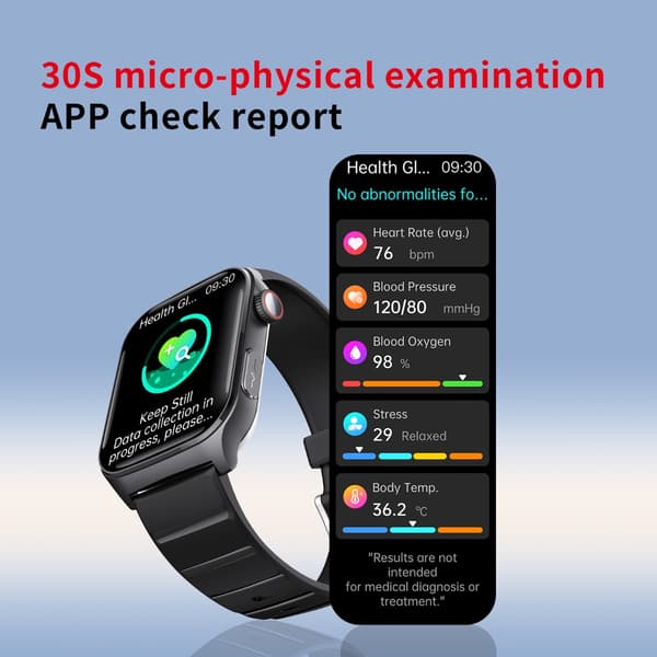 Smartwatch med pulsmätning, blodtryck och SpO2 — JL7013A-chip, Bluetooth 5.3, IP76 vattenresistent Black Black