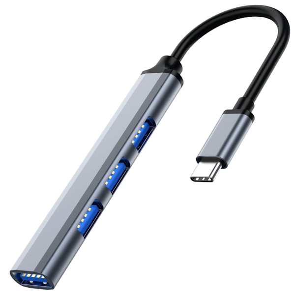 USB-C-keskitin, jossa 4 USB-porttia 5 Gbps Alumiini