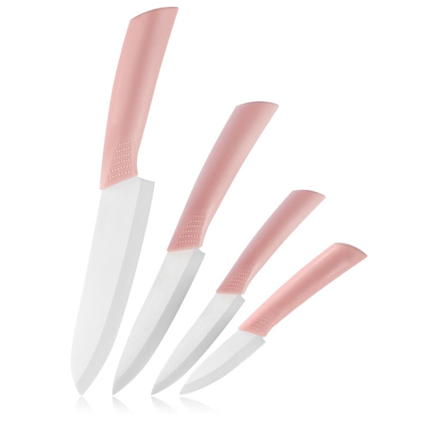 Keramisk Frugtkniv - 15 cm Pink Køkkenkniv med Skede M