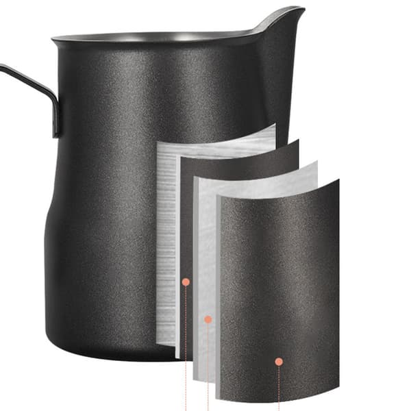 304 Rustfrit Stål Kaffe Mælkeskumningskande 350ml Sort