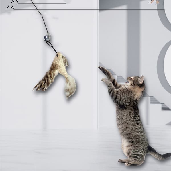 Interactive Cat feather teaser troll-leksak kattfjäderleksak med sugkopp White White