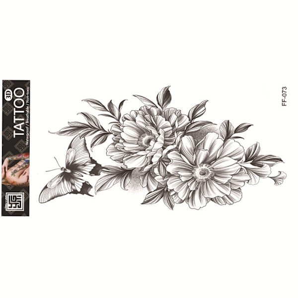 Vattentät Tillfällig Tatuering - Blommig Design Modell 4
