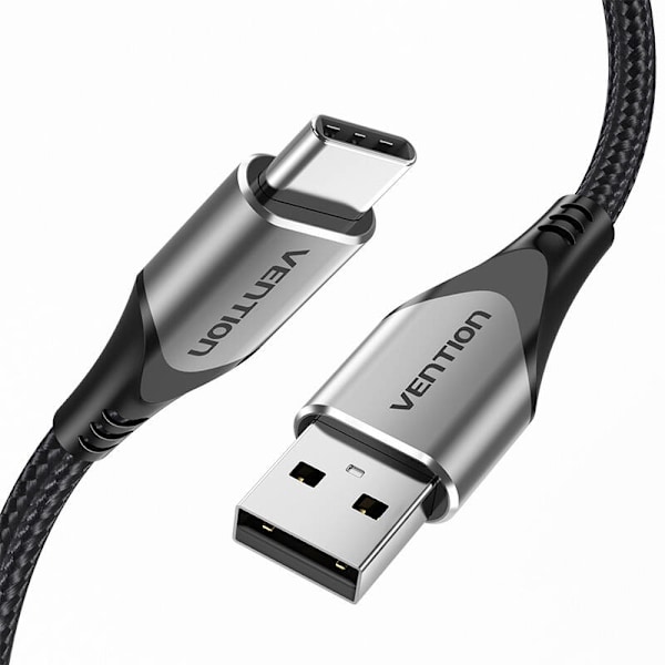 USB 2.0 A–USB-C 3A kaapeli 0,5 m tuuletus CODHD harmaa