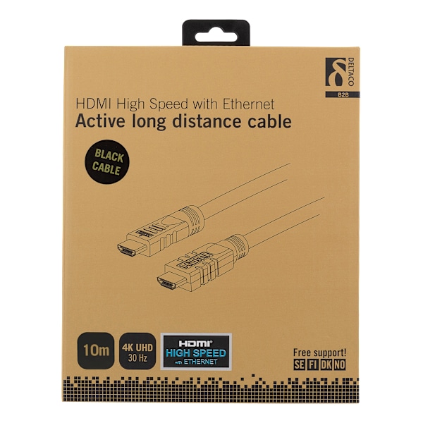 Active HDMI cable, HDMI High Speed with Ethernet, 10m, black