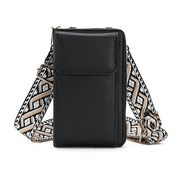 Kvinders skuldertaske Crossbody mobiltelefonpung Sort