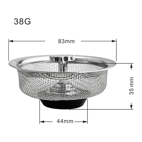 Avloppssil diskbänkssil med plugg med handtag rostfritt stål Silver 1-pack