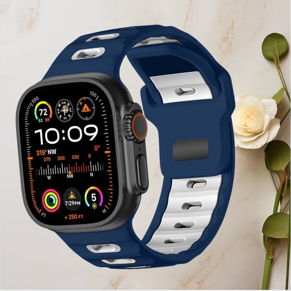 Silikoniranneke Apple Watch 38/40/41mm -kelloon Blue + White Blue + White