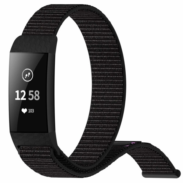 Fitbit Charge 3/4 rannekoru nylon musta