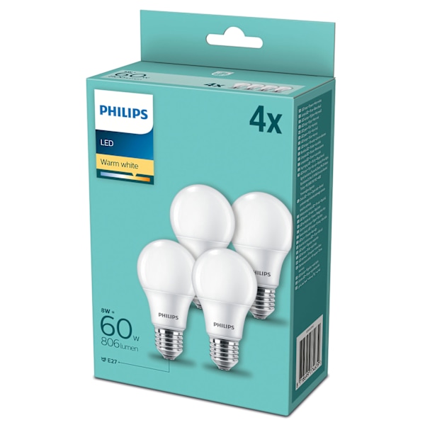 4-pack LED E27 Normal Frost 60W 806lm