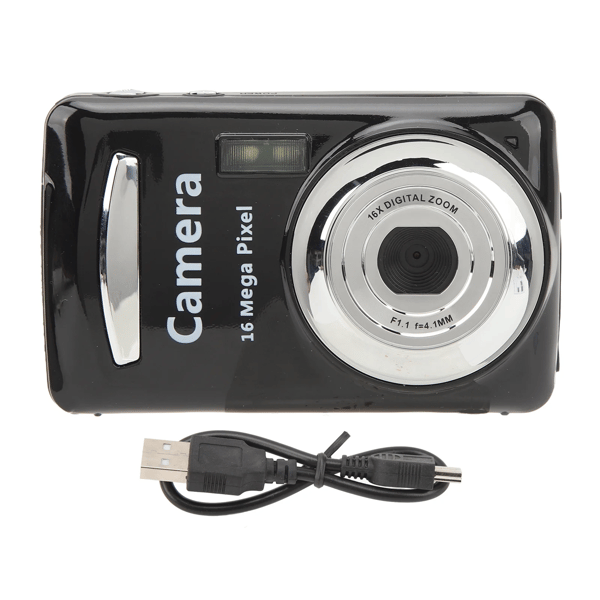 Kompakt 16x optisk zoomkamera med 16MP sensor og 2,4" LCD Black Black