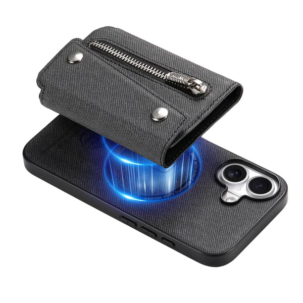 Svart Magnetiskt Plånboksfodral Kompatibelt med iPhone 17 Pro Max - Korthållare, Ställ, Stötsäkert