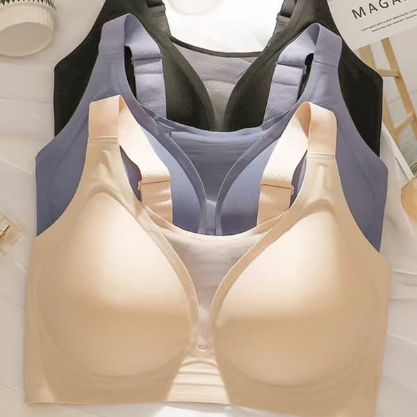 Seamless Push-Up Bra til stor barm med brede stropper og mesh vest - XL/38CDEF/40B Sort