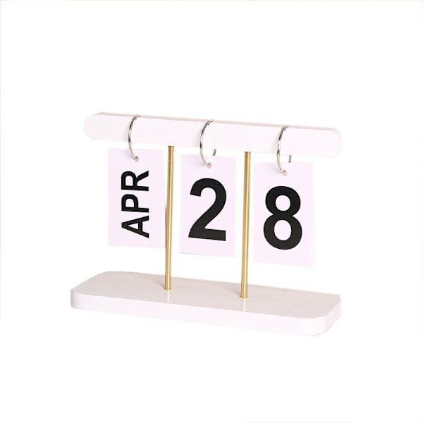 Moderne minimalistisk træornament - Evighedskalender Hvid