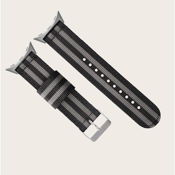 Flettet nylon urrem til Google Pixel Watch 1/2/3 Black+Grey Black+Grey