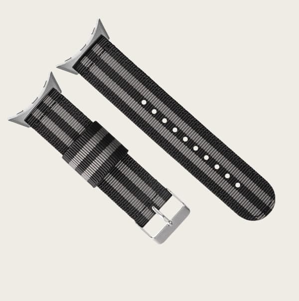 Nylonflätad klockarmband för Google Pixel Watch 1/2/3 Black+Grey Black+Grey