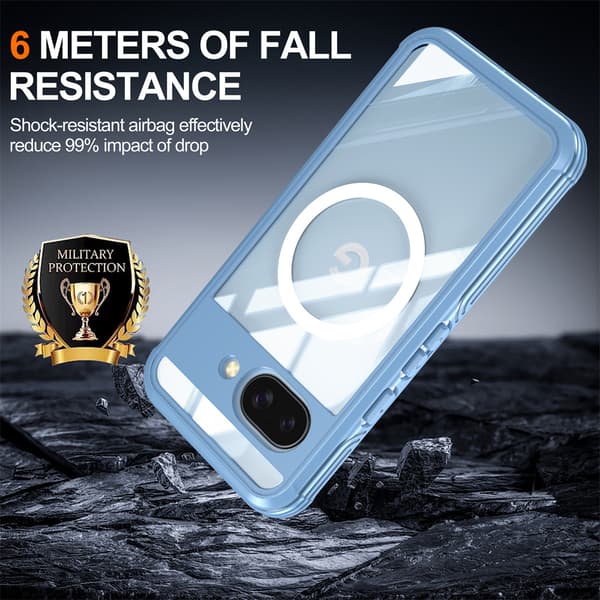 Google Pixel 9A magnetisk cover med 9H hærdet glas bagside Blue Blue