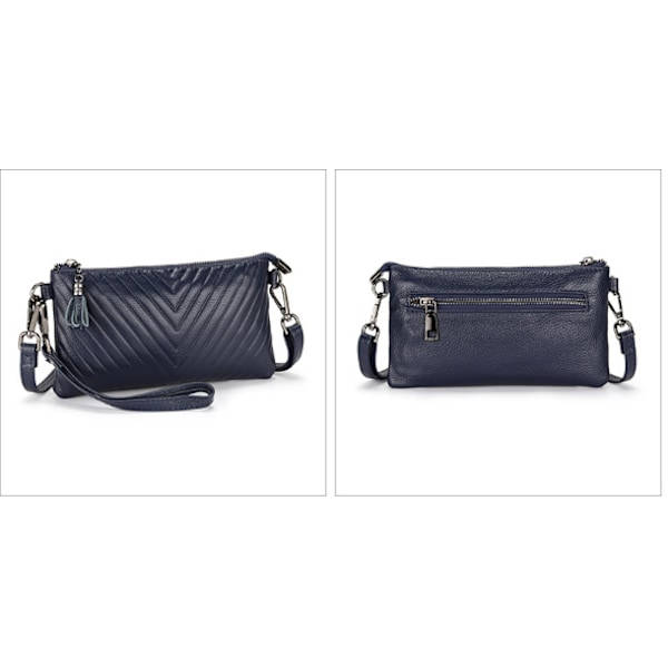 Kvinnors clutchväska i äkta läder, kompakt crossbody-väska Blå