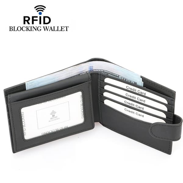 Elegant RFID-blokerende spænde pung ægte læder