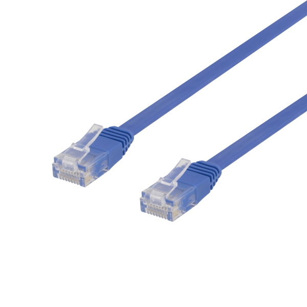 U/UTP Cat6 patch cable, flat, 1.5m, 250MHz, blue