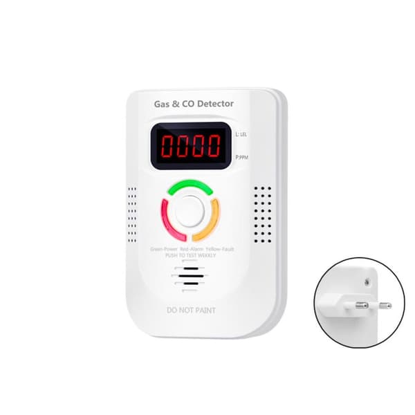 Plug-in kulilte (CO) detektor med stemmealarm og digitalt display