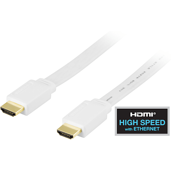 Flat HDMI cable, HDMI High Speed w/ Ethernet, 4K, 3m, white