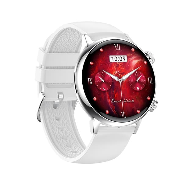 Sølv Smartwatch med Grå Silikonerem - Bluetooth, NFC og Sundhedsovervågning