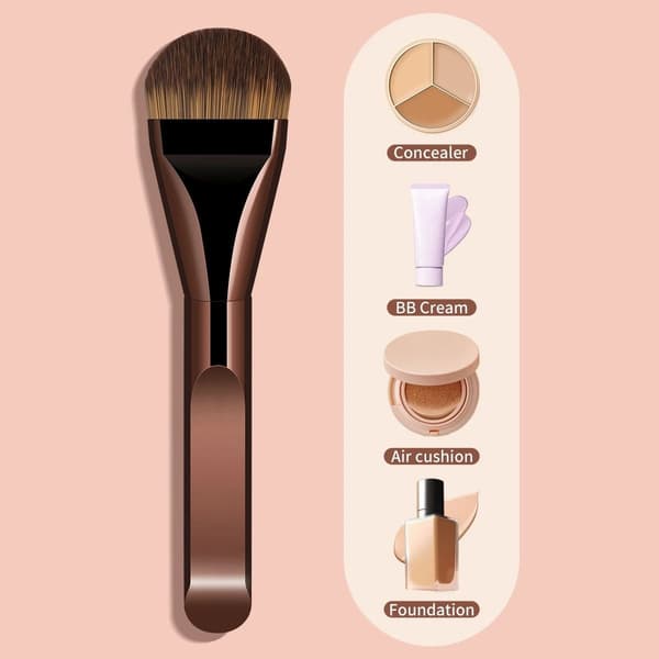 Tongue-Shaped Ultra-Thin Flat Foundation Brush - 2 Pack, Soft Synthetic Bristles, Wide Paddle Head for Seamless Coverage coffee coffee