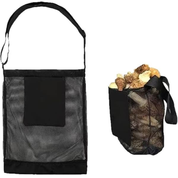 Foldable Large-Capacity Mesh Fruit Picking Bag kompatibelt med för utomhus plockning och svampjakt Black Black