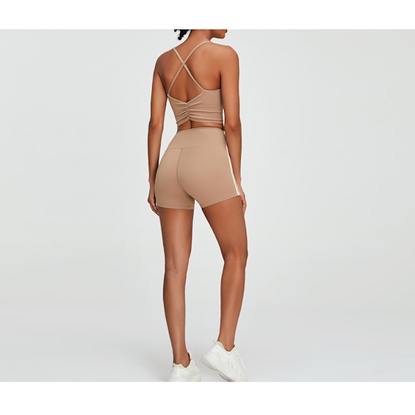 Criss Cross Sports BH og Leggings Sæt Beige M