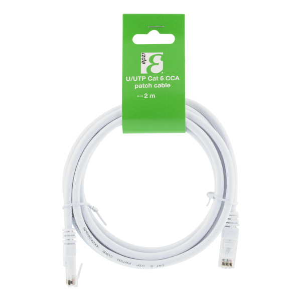 U/UTP Cat6 patch cable, CCA, 2m, 250MHz, white
