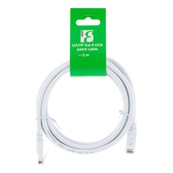 U/UTP Cat6 patch cable, CCA, 2m, 250MHz, white