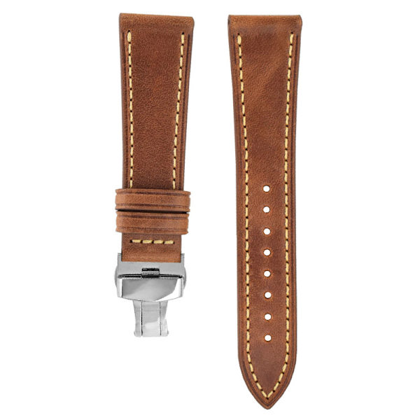 Klockarmband med dubbla knappar med fjärilsspänne Gul 22 mm